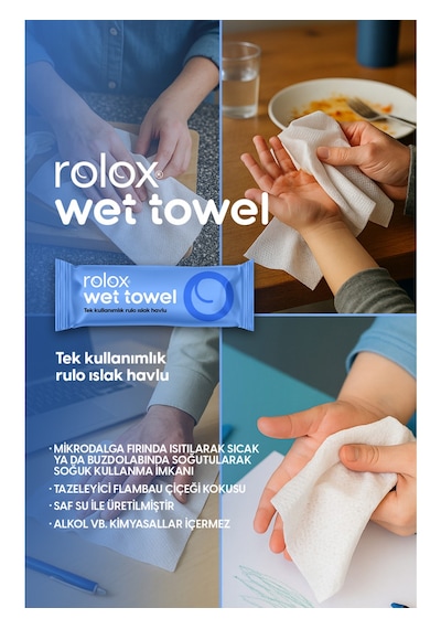 Wet Towel - 50 Paket - Tek Kullanımlık Rulo Islak Havlu
