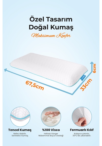Viscofoam ViscoKidz Ortopedik Çocuk Yastığı Visco Yastık 67.5x33x6cm