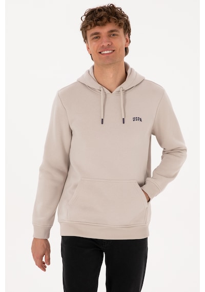 U.S. Polo Assn. Erkek Regular Fit Kapüşonlu Şardonlu Taş Basic Sweatshirt 50315582-VR049