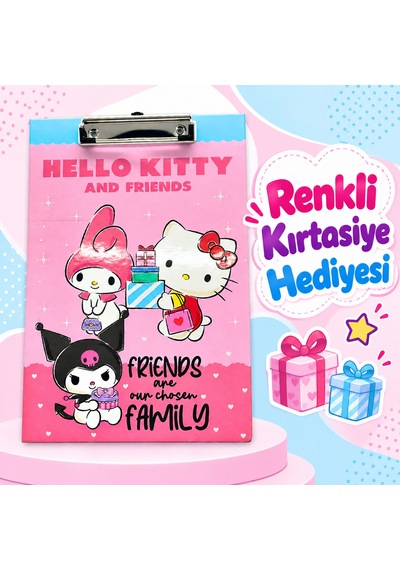 Bakgelal Hello Kitty Pembe Sekreterlik Panosu - Kuromi & My Melody Temalı Metal Kıskaçlı A4 Evrak Dosyası - 9069326065835