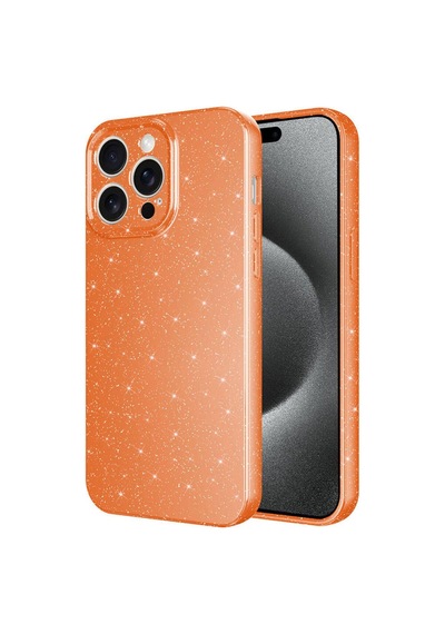 Apple Uyumlu iPhone 15 Pro Max Kamera Korumalı Simli Lüks Khl Koton Kılıf-turuncu