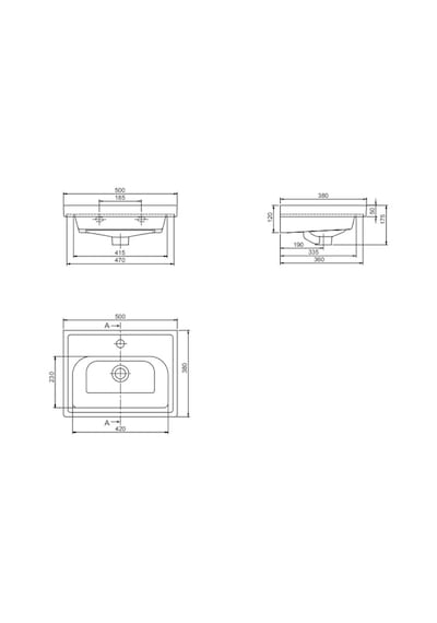Turkuaz Seramik Cerastyle Frame 50 x 38 CM Etajerli Lavabo