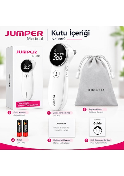 Jumper Temassız Ateş Ölçer Alından Ve Kulaktan Ölçer JPD-FR403