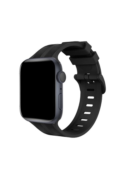 Apple Watch 38mm Uyumlu Kr408 Çizgili Silikon Kordon - Siyah