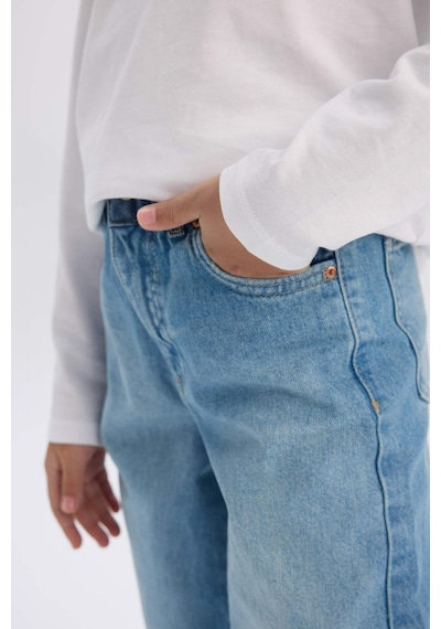 DeFacto Kız Çocuk Wide Leg Geniş Paça Jean Pantolon D9157A825SPNM28 Mavi DeFacto Kız Çocuk Wide Leg Geniş Paça Jean Pantolon D9157A825SPNM28 Mavi