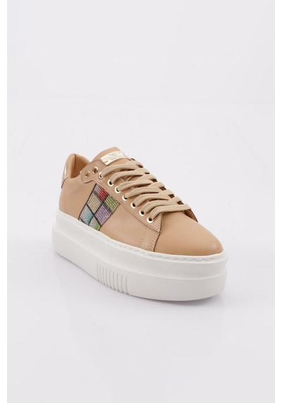 Dgn Es861 Kadin Kalin Taban Silver Taşli Sneakers Ayakkabi ES861-2007-R12632 Ten