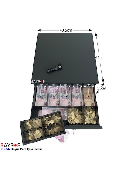5 Geniş Kağıt Para Gözlü İngenico İde280-move5000f-iwe280 Yazarkasa Pos Para Çekmecesi 40,5x42x11cm