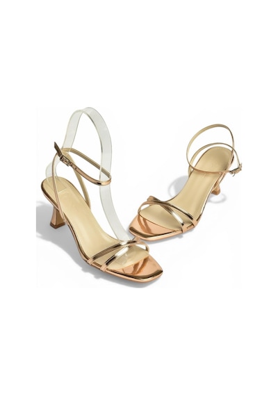 Fox Shoes Y569522034 Bronz Ayna Alçak Topuklu Kadın Abiye Ayakkabı