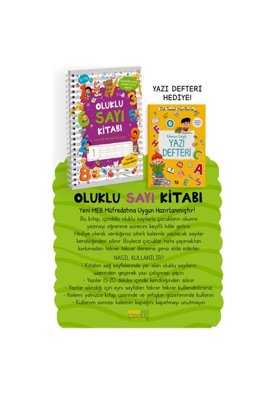Oluklu Sayı Kitabı - Sihirli Kalem Seti - Kabartmalı Yeniden Kullanılabilir Yazma Öğrenme Kitabı