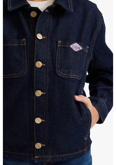Defacto Erkek Çocuk Düğmeli Denim Ceket G4378a826spbe278 Mavi-be278