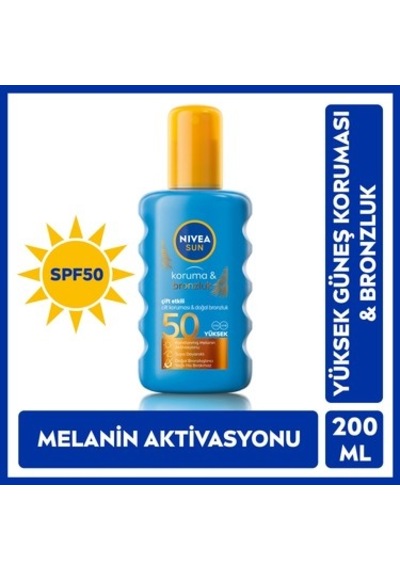 Güneş Koruyucu & Bronzluk Sprey 200ml, Çok Yüksek Koruma