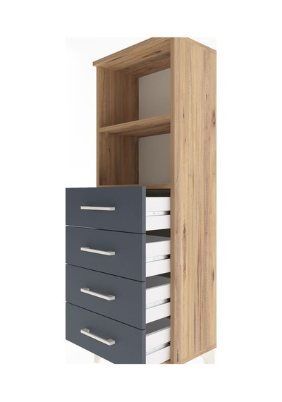 Arges Dolap 2 Raflı 4 Çekmeceli 44x30x134 Çam-antrasit Atlas Çam