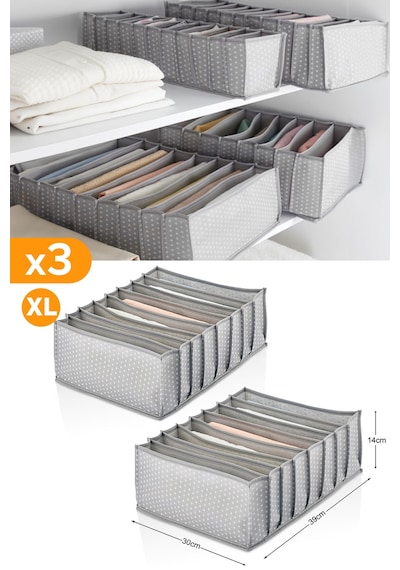 Serstil 2 Adet - 8 Gözlü Gri Benekli Çekmece İçi Düzenleyici Organizer Xlarge Diğer