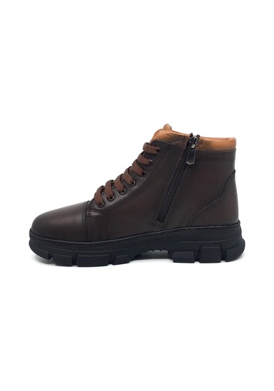 Taşpınar %100 Hakiki Deri Kadın Kışlık Günlük Fermuarlı Sneaker Bot 36-41 Kahverengi