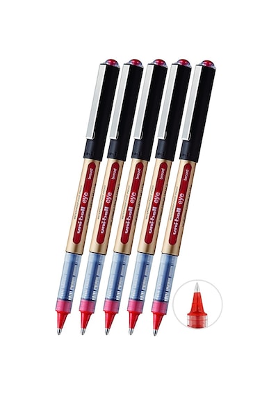 Kırmızı Pilot Kalem 5 Adet Uniball Eye Broad 1.0 Mm Roller Pilot Kalem Ub-150-10 Roller Uçlu Likit Mürekkepli Kırmızı