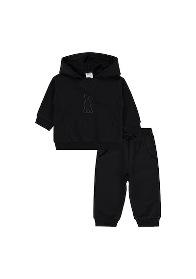 Civil Baby Tavşan Baskılı Kapşonlu Basic 6-18 Ay Takım - Siyah