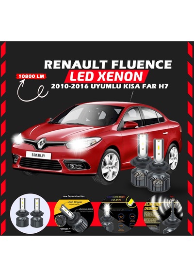 Renault Fluence 2010-2016 Kısa Far Uyumlu Şimşek Etkili Led Xenon Premium Series H7