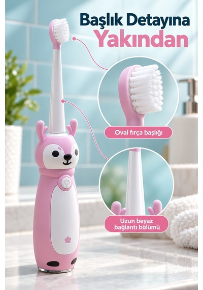 Çocuk Elektrikli Diş Fırçası Pembe - Lisinya