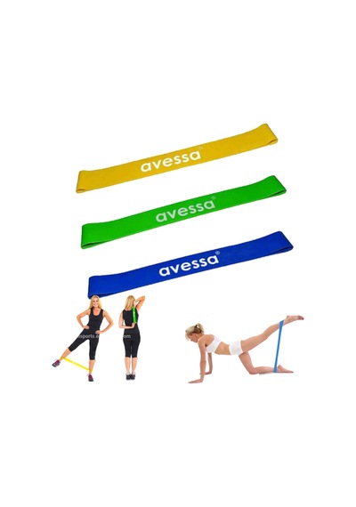 3 Adet Hafif-orta-sert Direnç Pilates Yoga Spor Bandı 285x30x1 Mm - 1,5 Mm - 1,30 Mm Çok Renkli