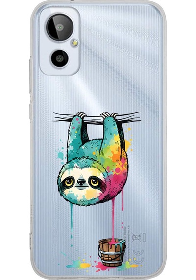 General Mobile 23se İle Uyumlu Splash Tembel Hayvan Tasarımlı Şeffaf Silikon Kılıf 051j