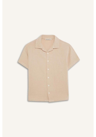 DeFacto Erkek Çocuk Oversize Geniş Kalıp Polo Yaka Müslin Kısa Kollu Gömlek W3239A625HSBG732 DeFacto Erkek Çocuk Oversize Geniş Kalıp Polo Yaka Müslin Kısa Kollu Gömlek W3239A625HSBG732