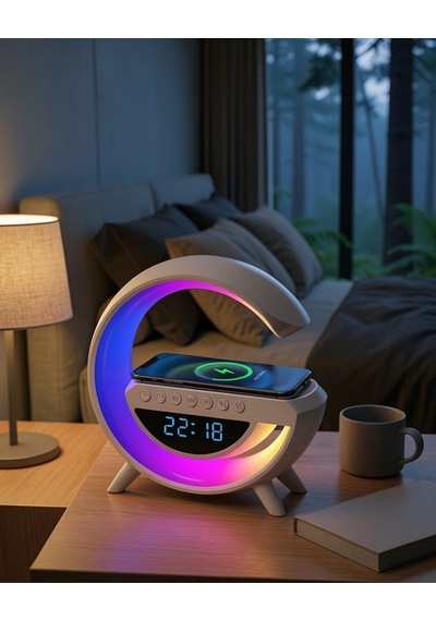Kablosuz Şarjlı Led Işıklı Dijital Saat Bluetooth Hoparlör Uczzzgoogledigital-1