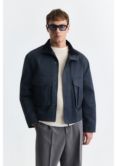 Antioch Crop Fit Dik Yaka Mont Lacivert