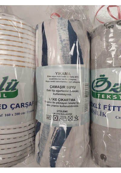 Özlü Fitted Lastikli Çift Kiş. Çarşaf Seti 160x200 Desenli Asorti Çok Renkli