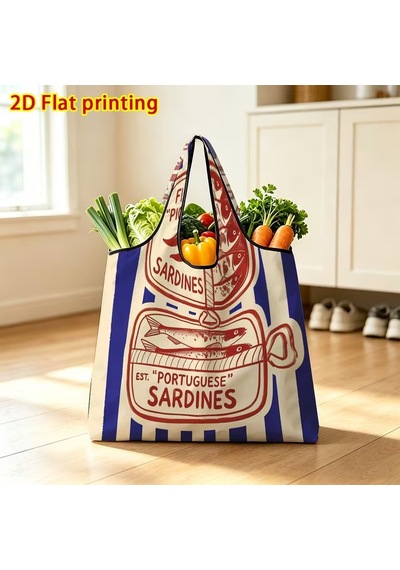 My Balli Store Büyük Boy Alışveriş Ve Pazar Çantası, Dayanıklı Polyester Omuz Tote Çanta Sardalya