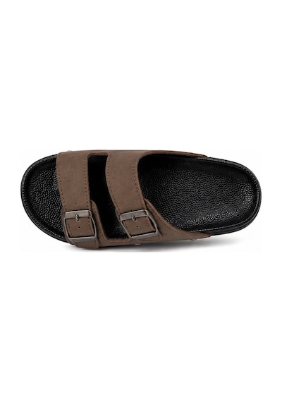 N Napa Shoe Pld.2002.z.kadın Çift Tokalı Günlük Comfort Terlik Kahverengi