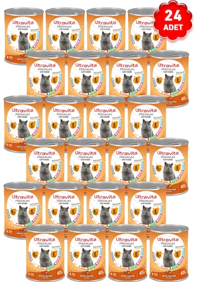 Ultravita Premium Yüksek Proteinli Tavuklu Konserve Yetişkin Kedi Maması 24 x 415 G