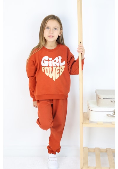 Miababy Girlpower Baskılı Takım Kiremit