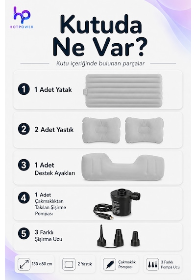 Araç İçi Şişme Araba Yatağı Kamp Seyahat Oto Arka Koltuk Yatağı Gri