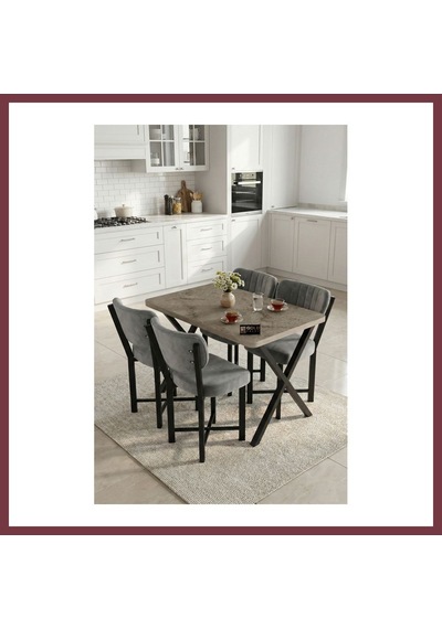 Storeşahin Elma Masa Seti Gri Antrasit 110x70 Cm Shn0720 Gri - Antrasit