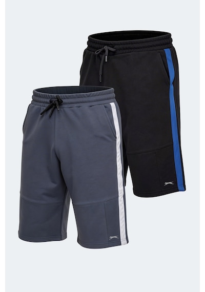 Slazenger Polona 2 Li Set Erkek Cepli Kapri Şort Siyah - Koyu Gri