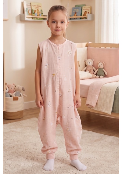 Babymod Müslin 0-5 Tog Kolsuz Kız Erkek Çocuk Uyku Tulumu Somon