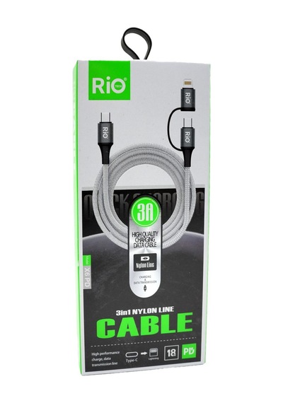 Rio Tech 3 İn 1 Nylon Şarj Ve Data Kablosu 3a Hızında