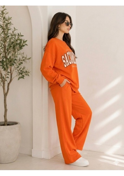 Stsahra Kadın Turuncu Bisiklet Yaka Sweatshirt Stsahra Kadın Turuncu Bisiklet Yaka Sweatshirt