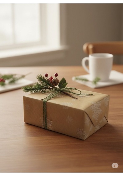 Kraft Hediye Paketleme Kağıdı, Kar Tanesi Desenli Ambalaj & Paket Kağıdı, 70x100 Cm - 10'lu Paket