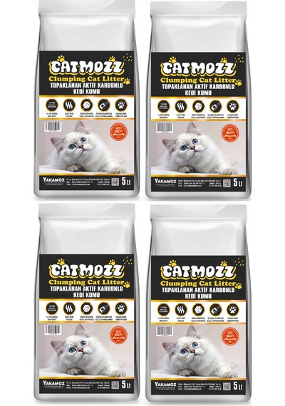 Catmozz Aktif Karbon Topaklaşan Bentonit Kedi Kumu 4 x 5 L
