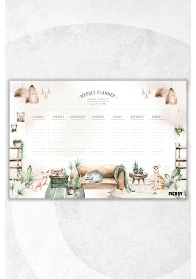 Haftalık Planlayıcı - A4 Ebat - Sevimli Kedi - 30 Yaprak - Weekly Planner Diğer