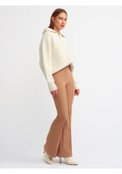 Dilvin 7962 Ispanyol Paça Pantolon-camel Camel