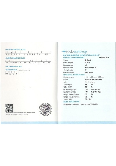 Hrd Sertifikalı - Tektaş Pırlanta Yüzük - 0,26 Karat 14 Ayar (518570060)