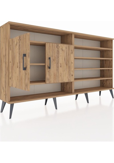 Arges Konsol 7 Raflı 2 Kapaklı 176x30x99 Çam-çam Çam-çam