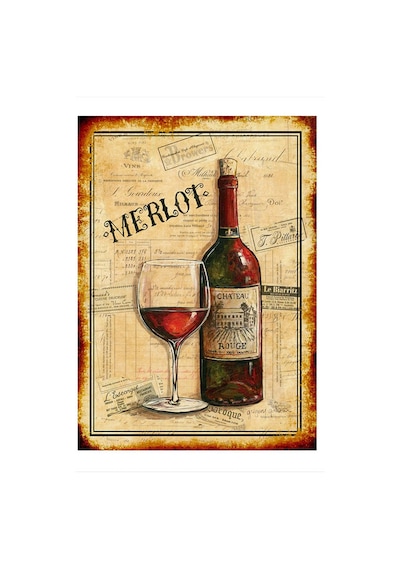 Bedeko Merlot Şarap Modern Mdf Tablo 25 Cm X 35 Cm