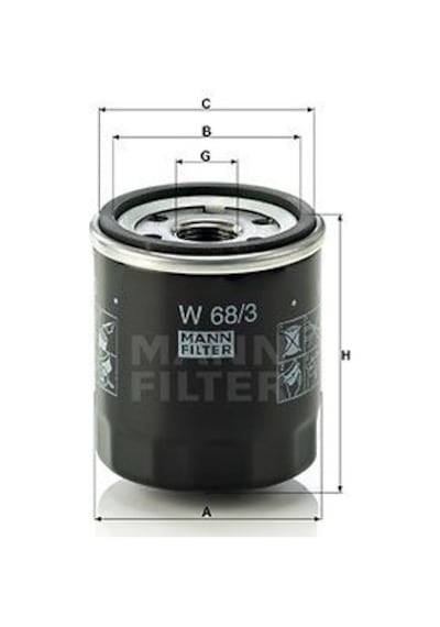 MANN W68/3 Filtre Yag - ( Toyota: Corolla Uyumlu 88-19 Benzinli Corolla Uyumlu 19- / Avensis / C / Yaris 99- Yağ Filtresi 18476761