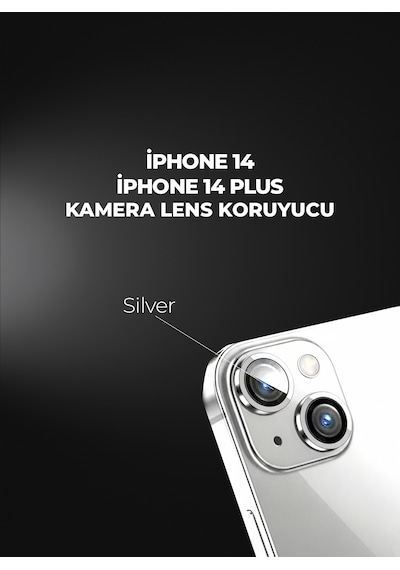 İphone 14/14plus Uyumlu Kamera Lens Koruyucu Silver