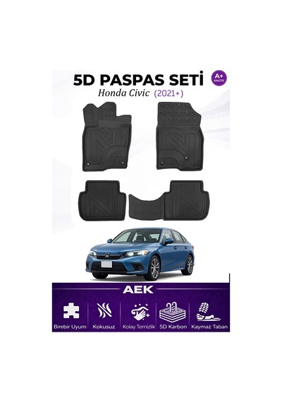 Honda Civic 2021+ Araca Özel Havuzlu "karbon" Paspas Takımı