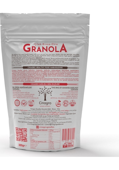 Cinagro Goodies Çilek Kinoa Chia Granola 300 G