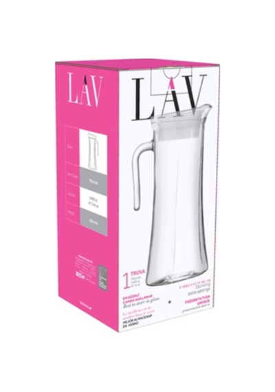 Lav Truva Cam Sürahi Tekli 1,4 L Kulplu Beyaz Plastik Kapaklı